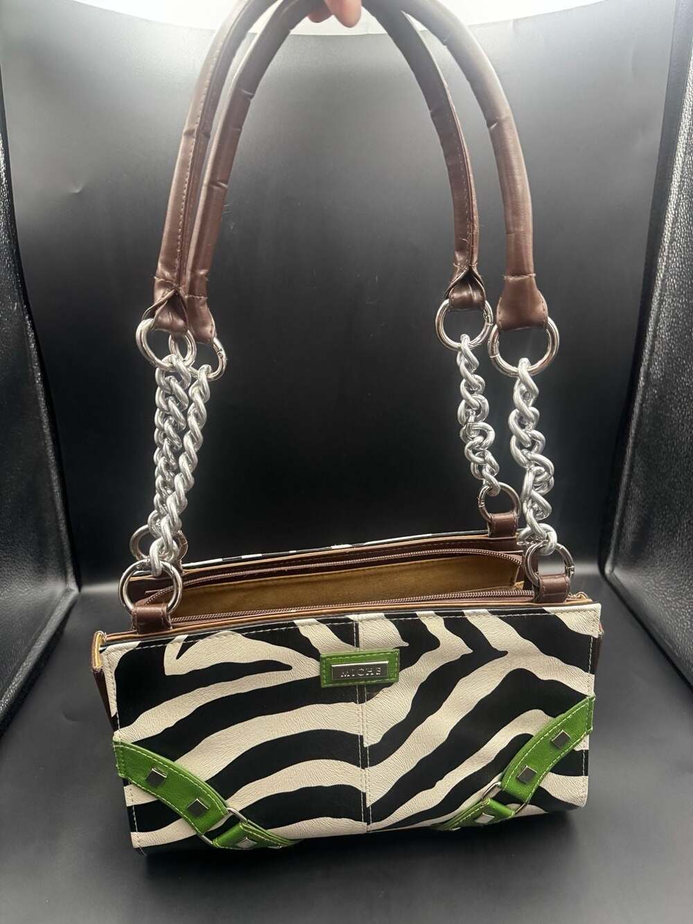 Miche Classic Purse SHELL ONLY Fits Classic Bag ZOE GREEN Black White Zebra